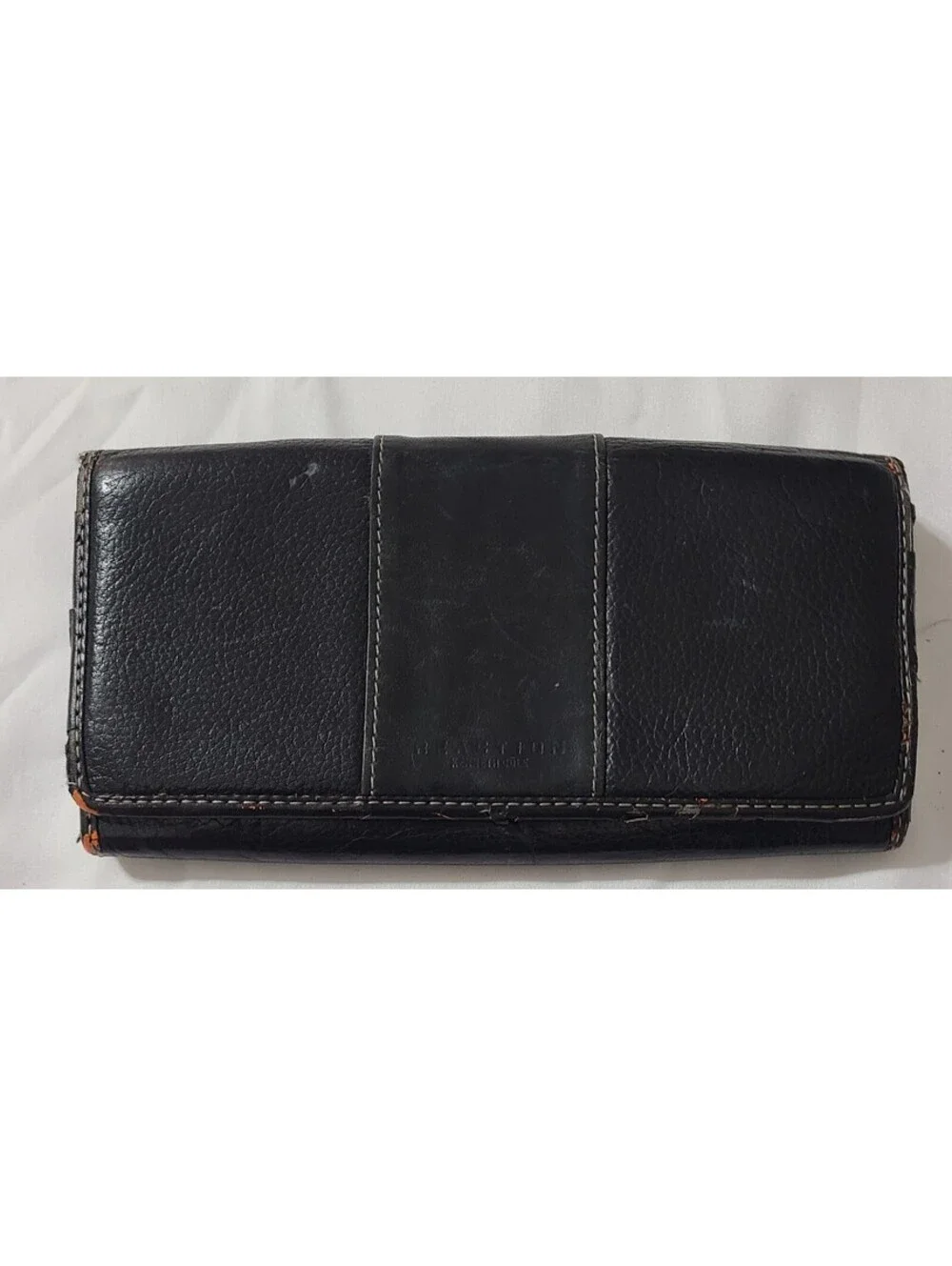Vtg Kenneth Cole Reaction Black Leather Trifold Wallet  Clutch CC Organizer FUC